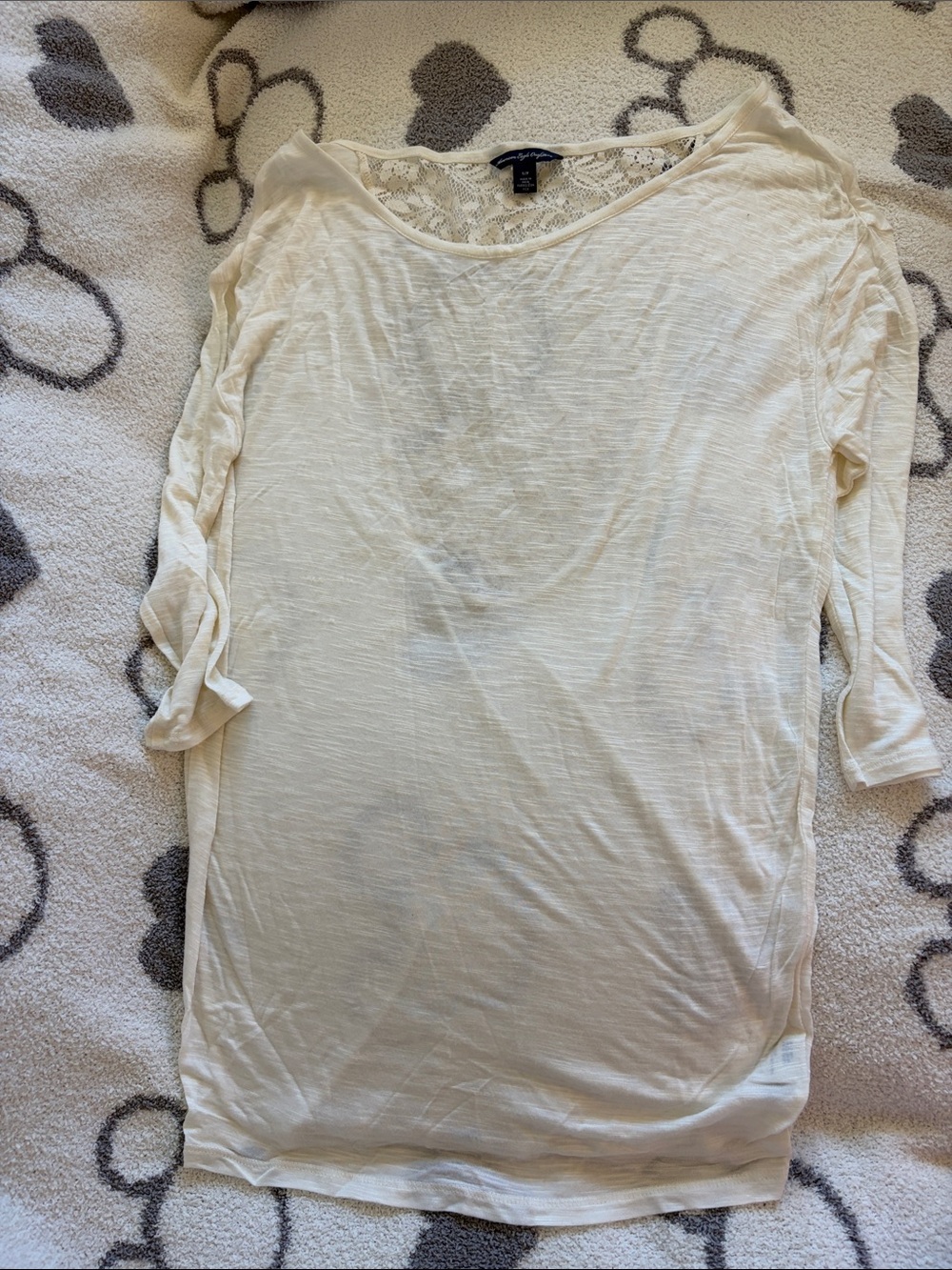 American Eagle Outfitters Cream Lace-Back Tunic Top